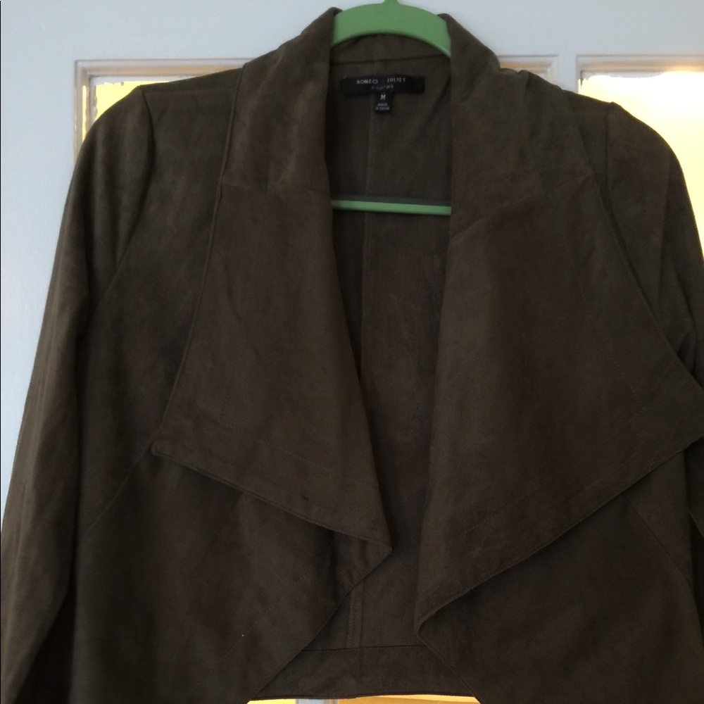 Romeo & Juliet dark taupe suede waterfall jacket